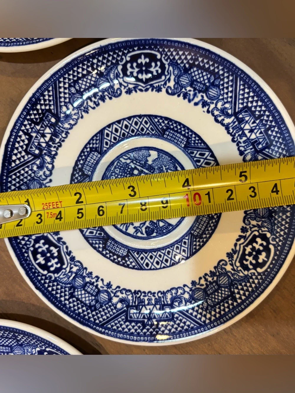 Blue and White Willow-Style Ceramic Salad Plates - Set of 6